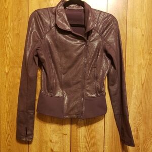 Zella Moto jacket Size S purple faux snake skin texture Running, Yoga, Exercise